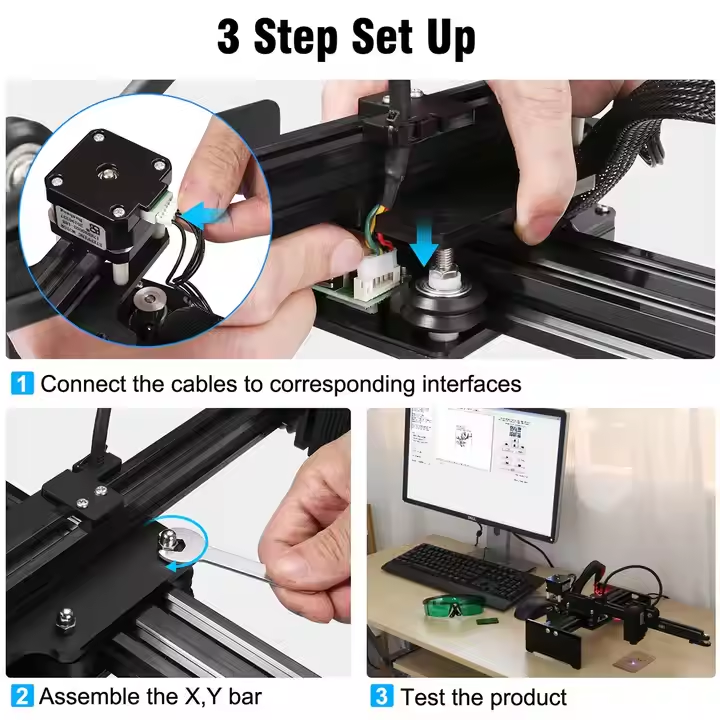 20W Desktop  CO2  Laser Engraver for Wood Metal Leather Acrylic Supports AI Format