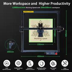 Automatic 3D Diode Laser Engraving Machine Wood Stone Leather Paper Rubber MDF Acrylic Plywood Stainless Steel Glass DXF New